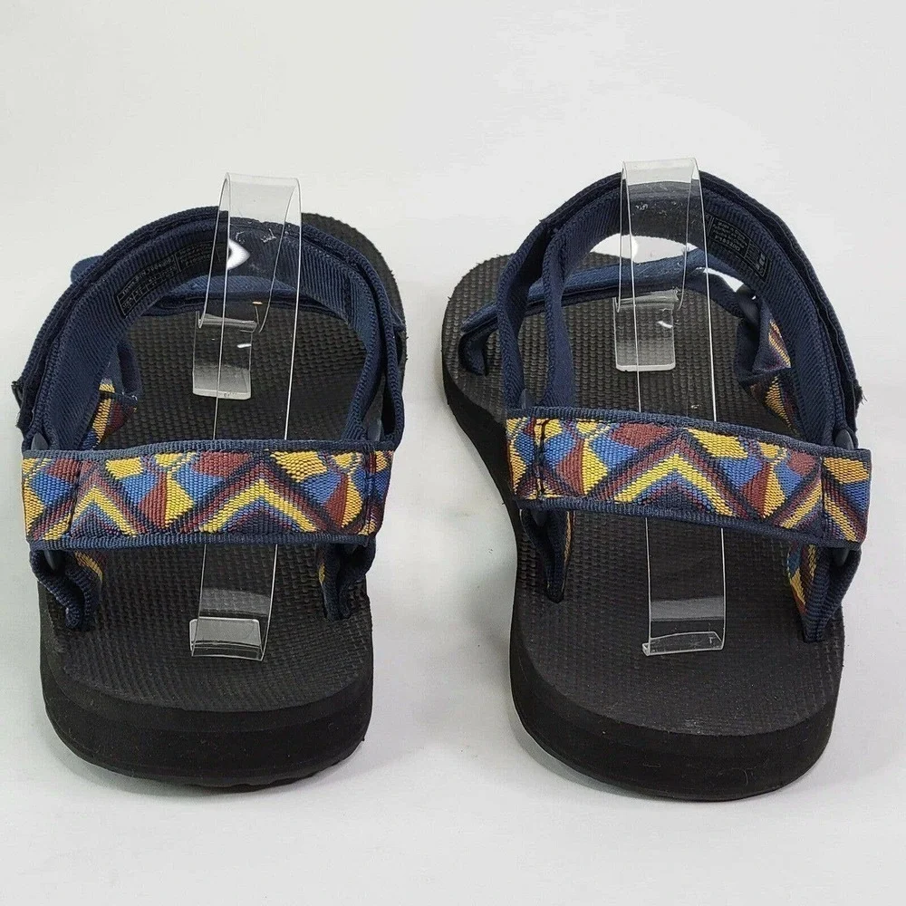Teva Navy Blue & Black Strappy Sandals with Multicolor Geometric Accent #0739